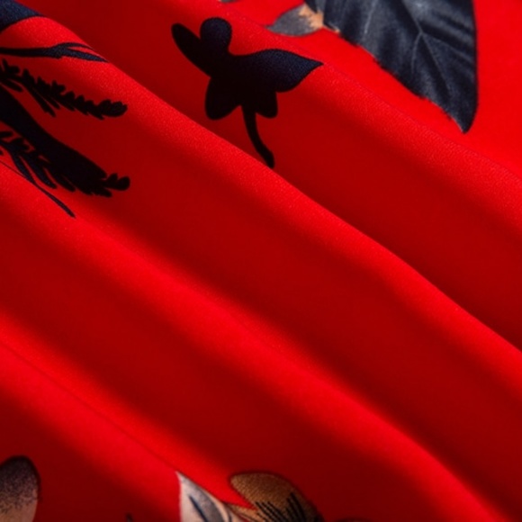 BRAND NEW Lace Up Pleated Red Floral Maxi Dress - Picture 5 of 8